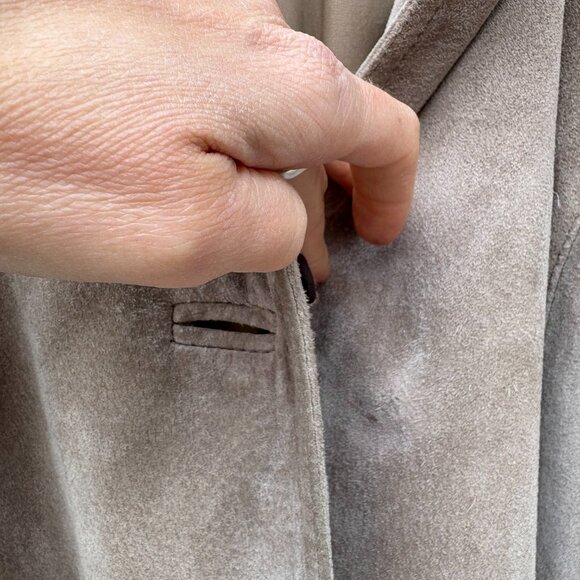 Vintage suede single-breasted trench coat - Picture 3 of 6